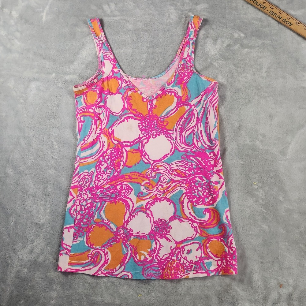 Lilly Pulitzer Tabbie‎ Tank Top Feeling Tanked Small Summer Vibes Resort Preppy